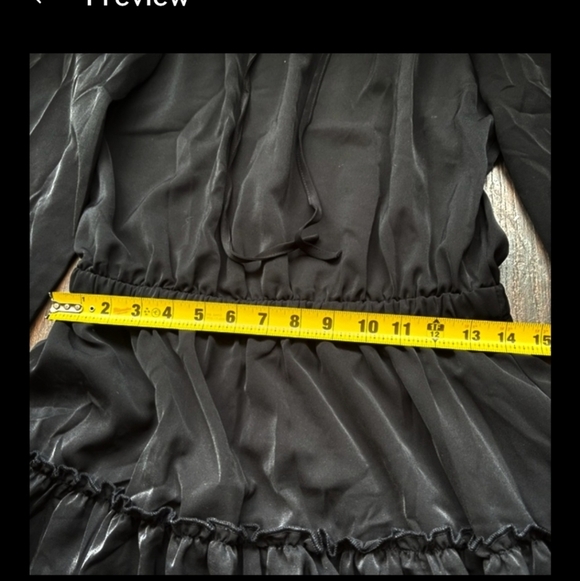 BTFBM Women's V Neck Tie Neck Long Sleeve High Waist Dress Black Size Medium - Picture 5 of 7